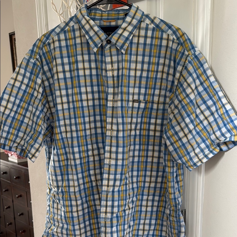 Nautica Plaid Blue and Yellow Men's Shirt